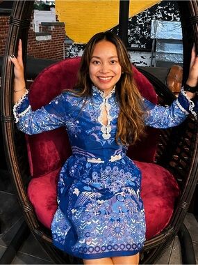 Anna Sui Peacock Border Shift Dress
